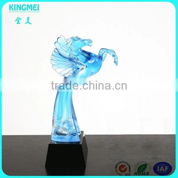 high quantity blue crystal pegasus trophy crystal sport trophy for business gifts