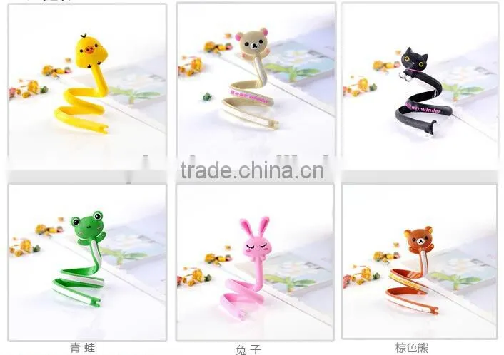 Fashion diy bear earphone winder/earphone cable winder holder/earphone cord winder clip