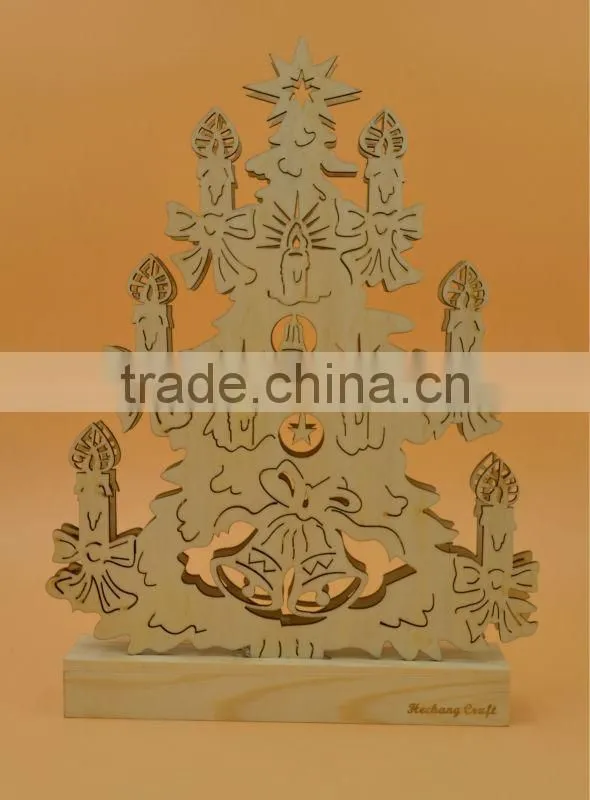 wooden Christmas decor gift with light