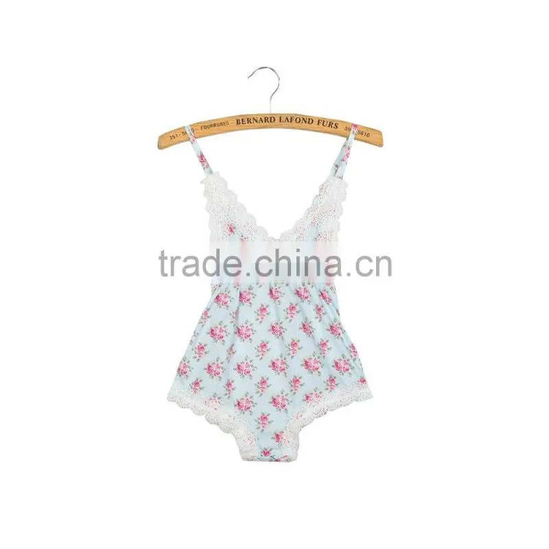 Summer baby clothing hot sale baby girl lace romepr infant and toddlers floral romper