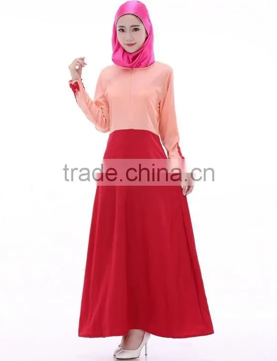 fashion long sleeve lace zip women long dress muslim
