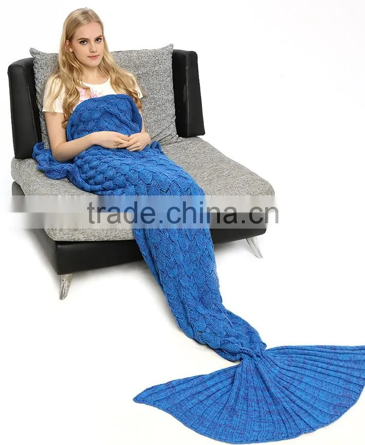 Soft Acrylic Adult Kids Mermaid Tail Blanket With Scale