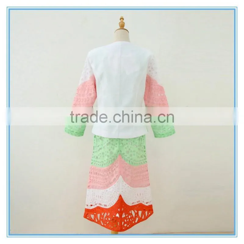 Ramie cotton fabric multi color and embroidery ladies office suit