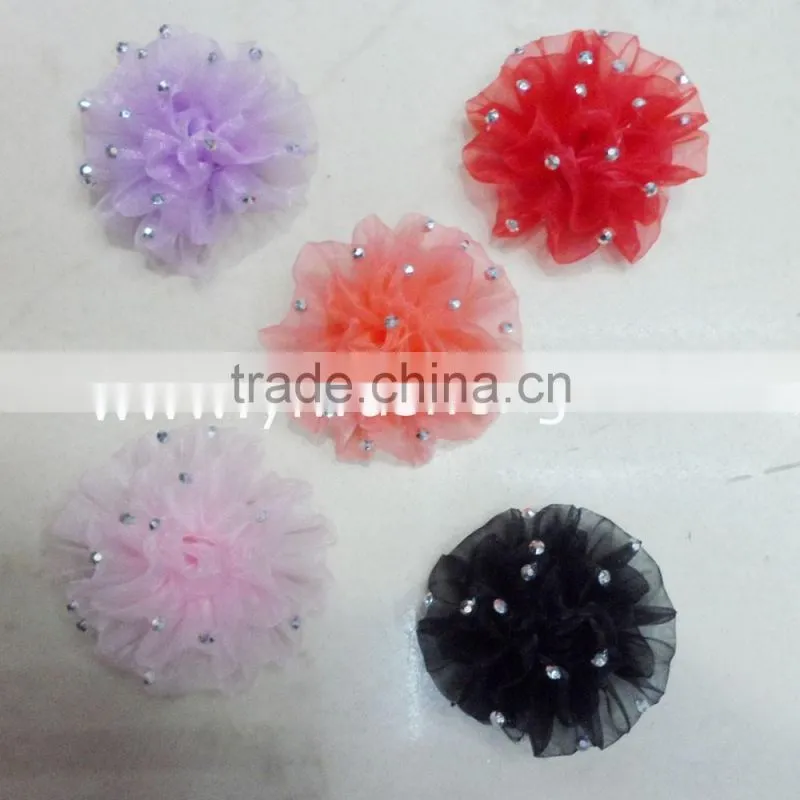 Wholesale handmade chiffon artificial wedding flower for hair accessories and garment,artificial flower for clothes flower