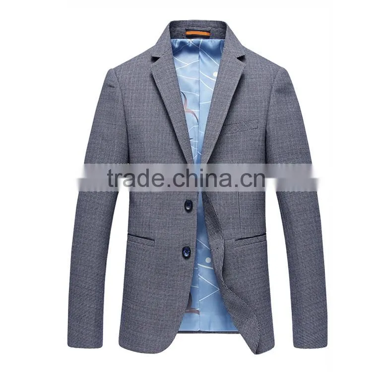 Wholesale Latest Design Royal Mens Fashion 2 Button Blue Suit Jacket Blazer With Sleeve Cuff