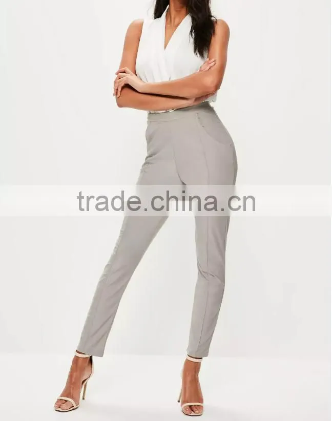 New design women stylish formal slim cigarette linen casual pant patterns