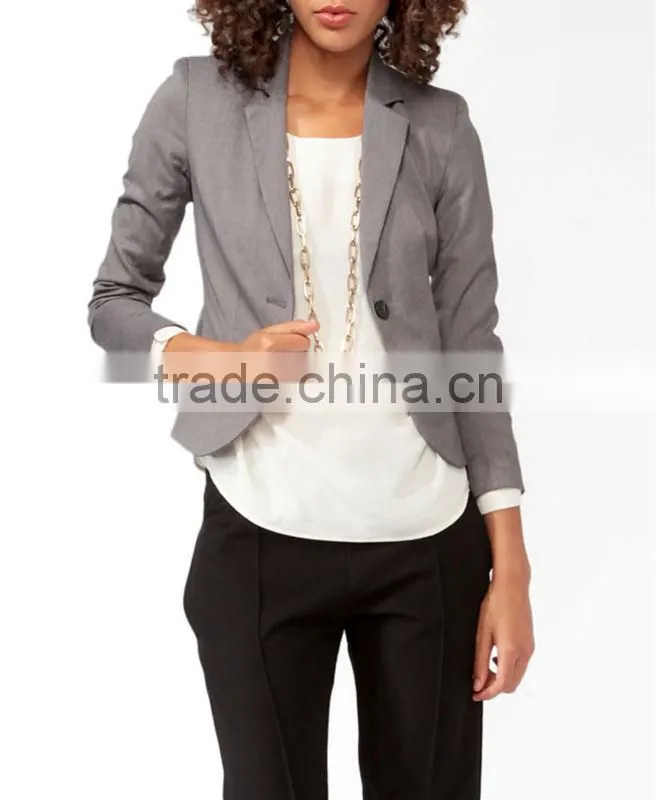 Solid Single Button Blazer