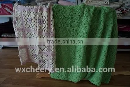 super soft 100% Cotton/bamboo/chenille /acrylic/polyester Knitted / Jacquard throw Blanket