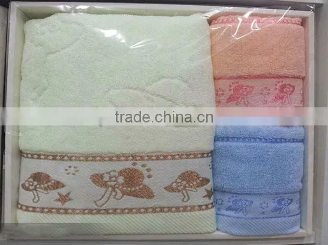Promotiaon fashion lace design 3pcs bath towel set in gift box/gift set