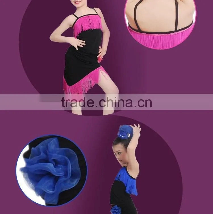 Girls Child Samba Tango Performance Skirt Suit Kids Sexy Camisole Tassel Latin Dance Dress