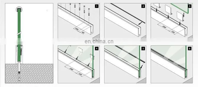 Balcony Frameless Glass Balustrade with Aluminium U Channel