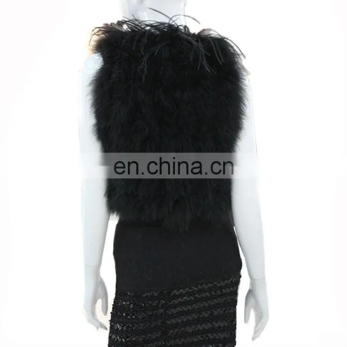 Genuine turkey feather with ostrich feather women's vest