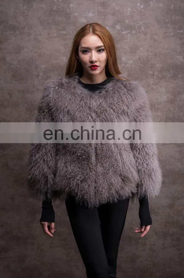 Hot-sale mongolian lamb fur coat women winter fur jacket