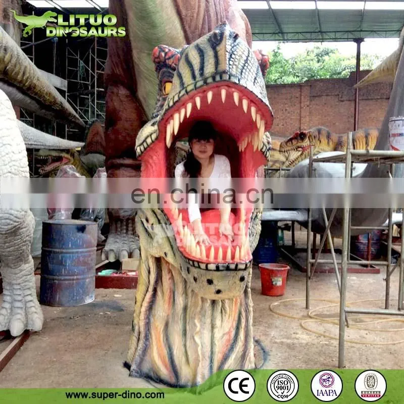 Amusement Park Kids Equipment Fiberglass Dinosaur Statue