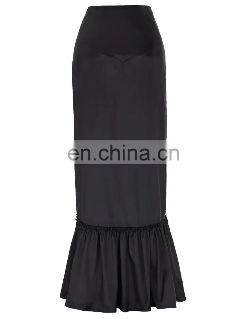 Belle Poque Women's Vintage Retro Gothic Victorian Style N/T taffeta Long Black Ruched Skirt BP000208-1