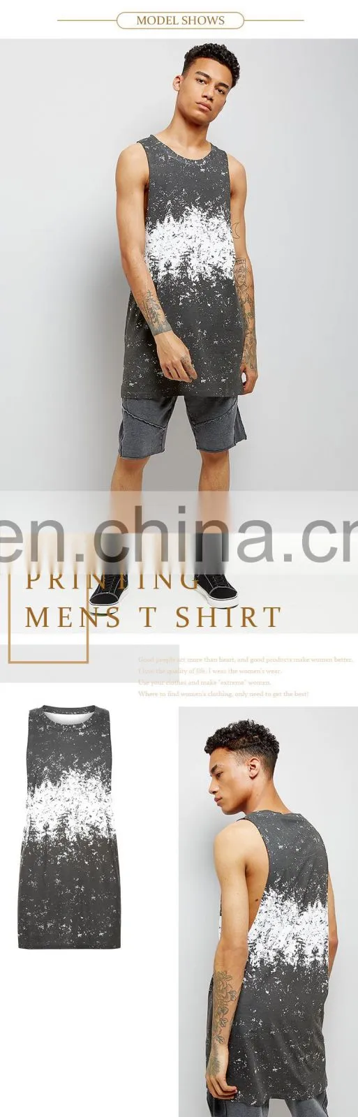 cheap custom digital printing summer casual mens long t shirt