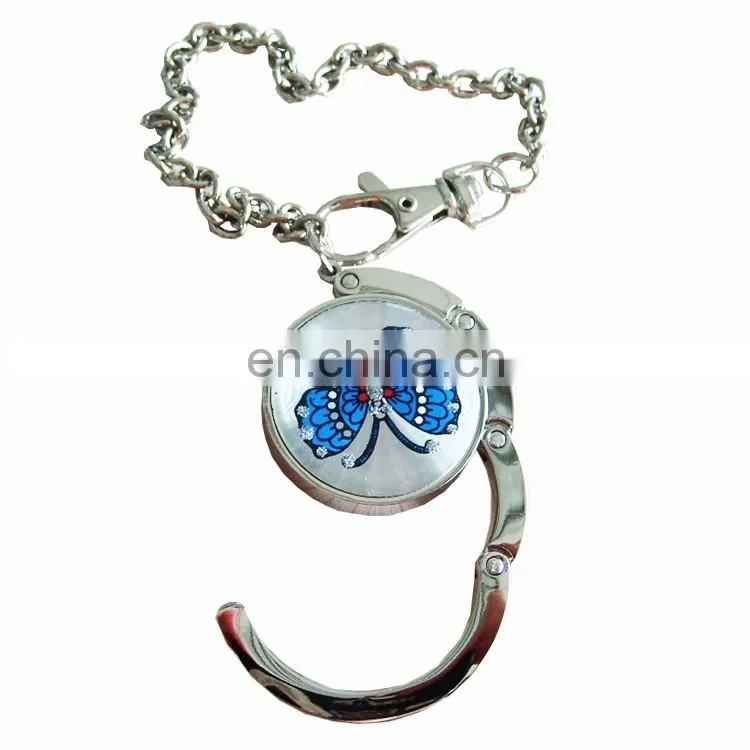 Women portable metal elegant purse hanger / bag honger with logo