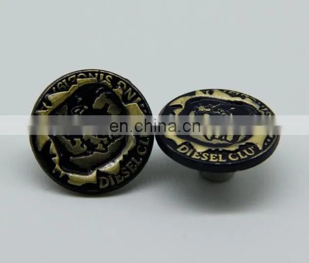 wholesale shiny silver mushroom round metal jeans buttons for jeans