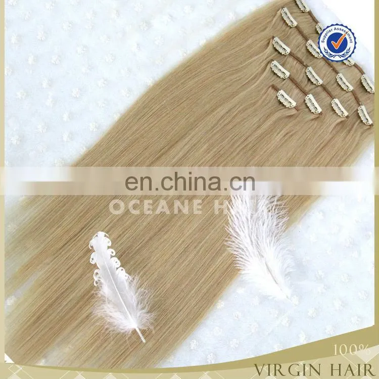wholesale Brazilian remy human hair weave blonde color clip in layer hair extension