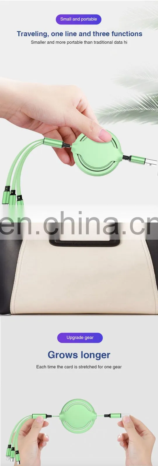 3 In 1 Usb Cable Micro Usb Fast Charging Nylon 1M 2A 2020 New Product Cable Original Factory Wholesale Data line cable