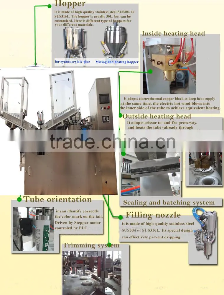 Filling Sealing Maching for Toothpaste, shoes Ointment, ointment medicine tec soft tubes .