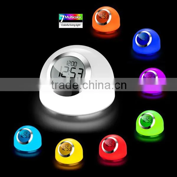 Color changing LED Night Light with clock diplay and alarm clock function