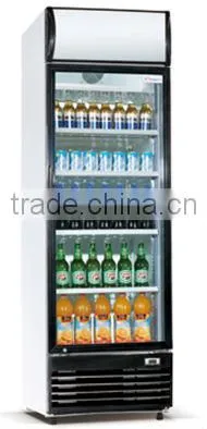 Transparent Double door display refrigerator with lightbox CE/GE/UL/SAA/SASO