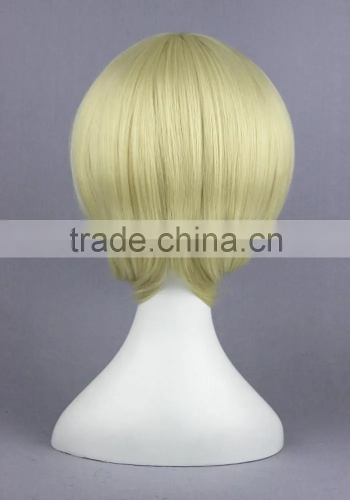 High Quality 35cm Short Straight Black Butler wig Alois Trancy Beige Synthetic Anime Wig Cosplay Costume Hair Wig Party Wig
