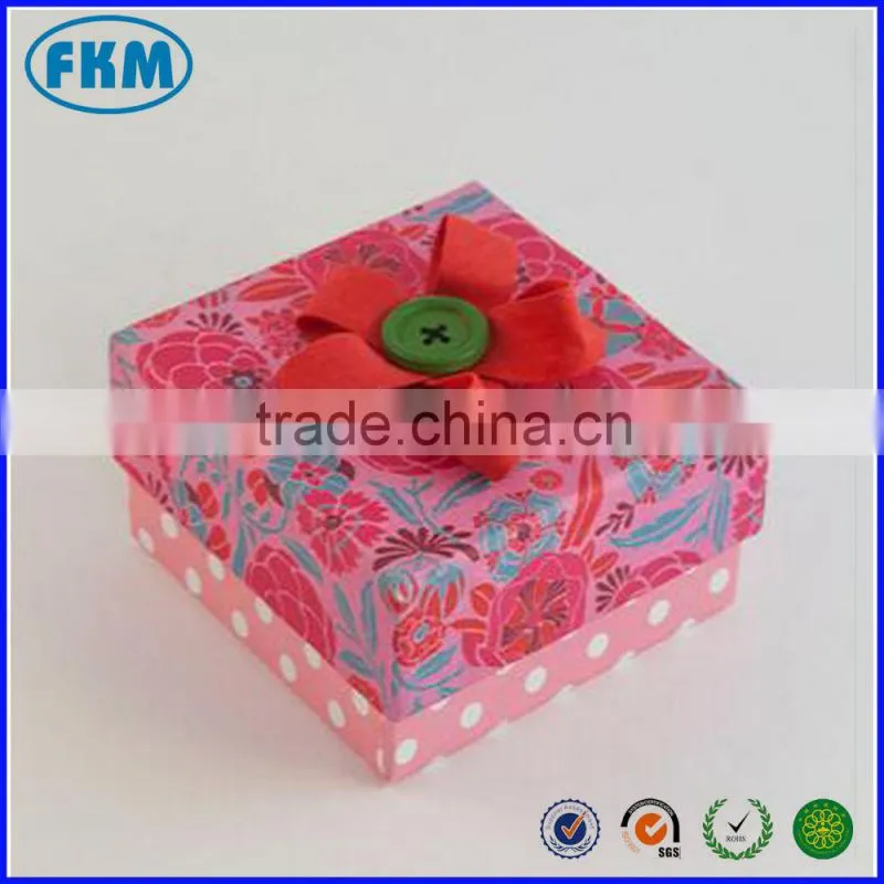 Small jewelry storage box with red flower / woman jewel box / paper storage box