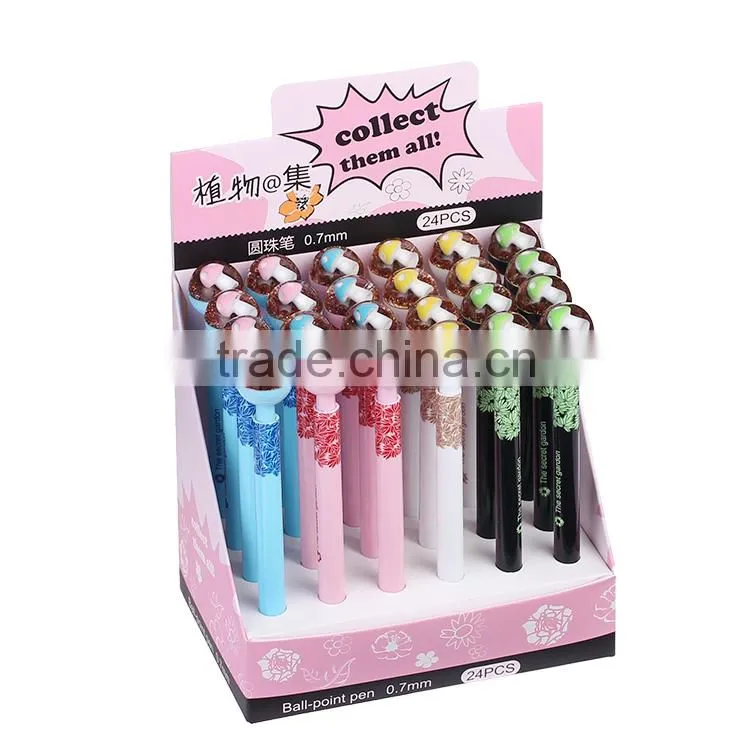 Funny Ballpoint Pen with Flower Resin button As Promotionals and Gift