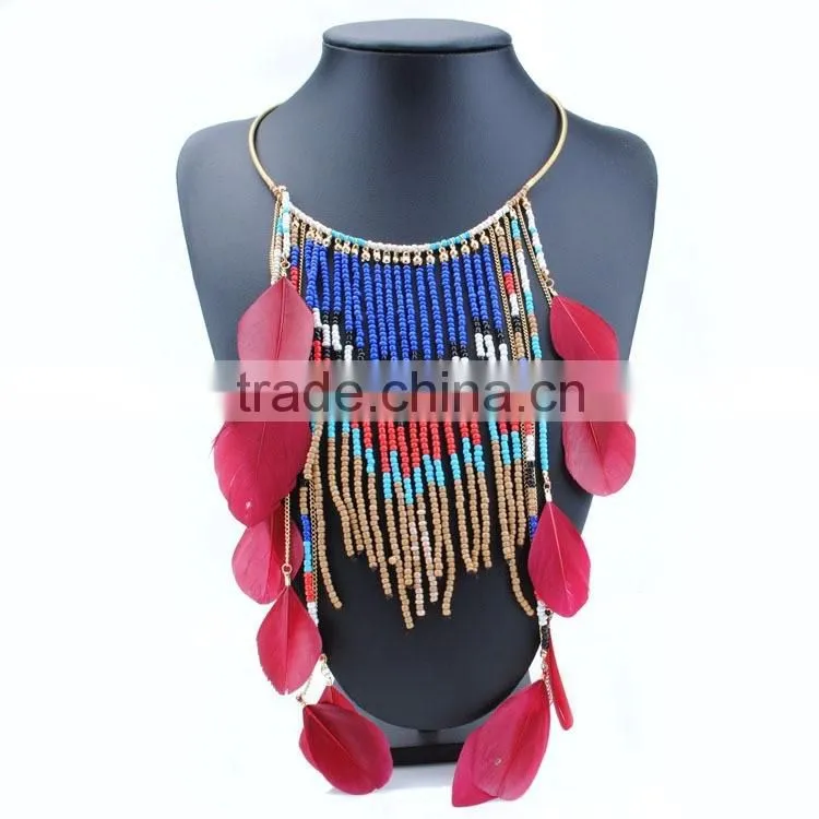 Indian Costume Jewelry Long Tassel Leather Necklace Chokers for Women
