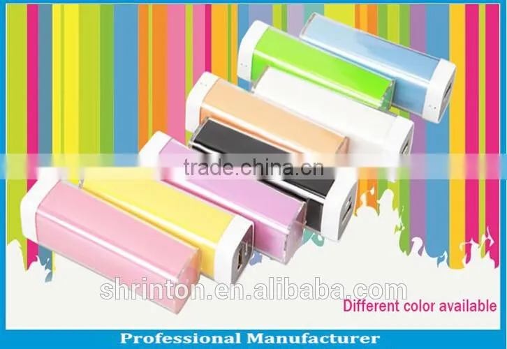 cellphone emergency charger lipstick shape power bank 2600mah, Newest refreshing color powerbanks 2600mah