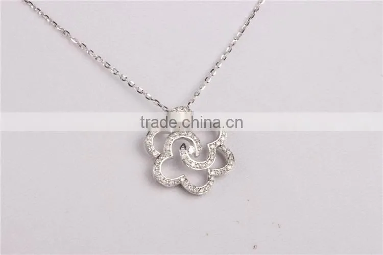 fashion design modern pendant flower shape 925 silver pedant alphabet pendant with zircon