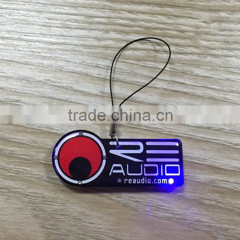 cheap custom flashing tradding phone strap keyring