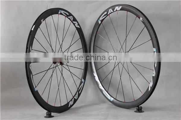 Road bike wheelset 38mm UD-matt carbon clincher wheelset with gray painting 38C