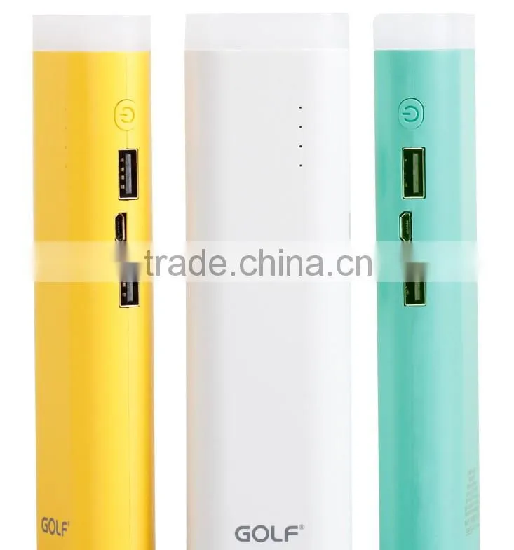 GOLF GF-D3 Lighthouse series 7800mah smart power bank 2.1A/1A 2 Port USB LED emergency light rounded power bank