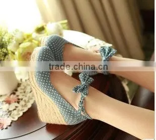 Hemp rope wedge heel fabric upper sex wedge heel ladies shoes