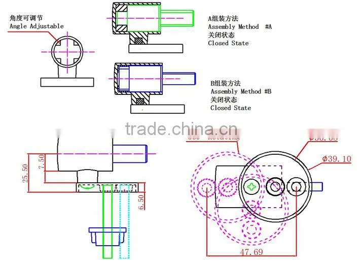 Soft close toilet seat damper and zinc alloy hinges EBO-003