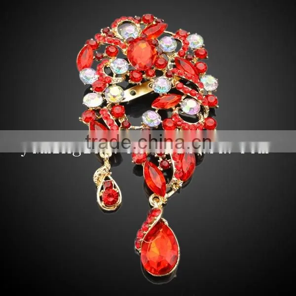Elegant rhinestone flower statement bulk rhinestone crystal brooch