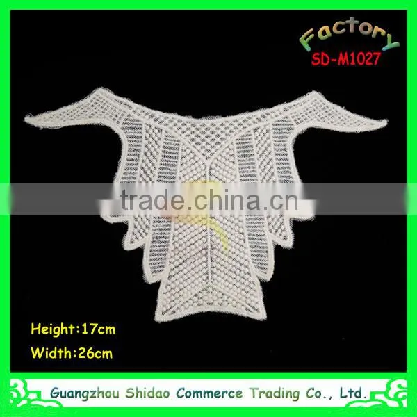 Wholesale custom handmade fabric embroidered chiffon flower lace collar for ladies garment decoration