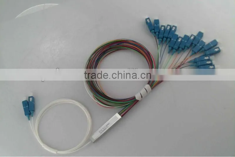 2*16 1260-1650nm Steel mini module type,0.9mm cable dia. 1.5m length,with SC/APC connector FTTH PLC Splitter