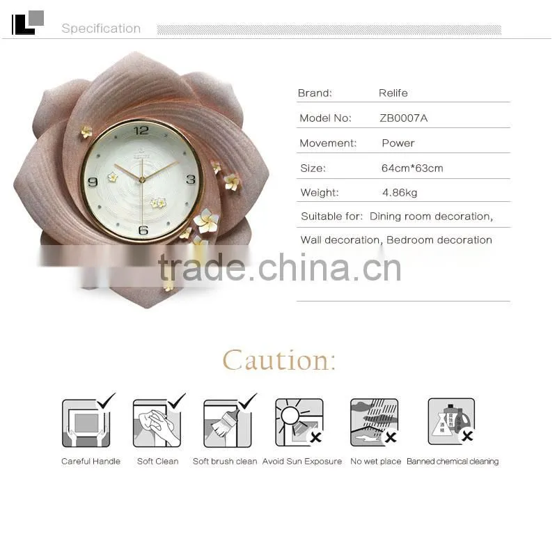 3D Relief flower Art Hanging Clock for home decor clock wall clock