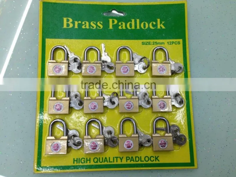 brass color blister card packing cheap padlock