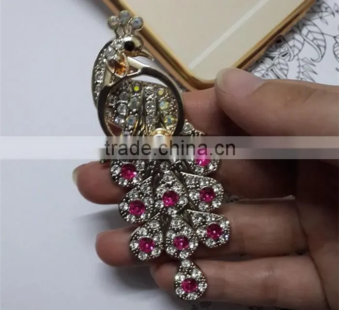 Ring Holder Smart Ring Stand Metal Rhinestone Peacock