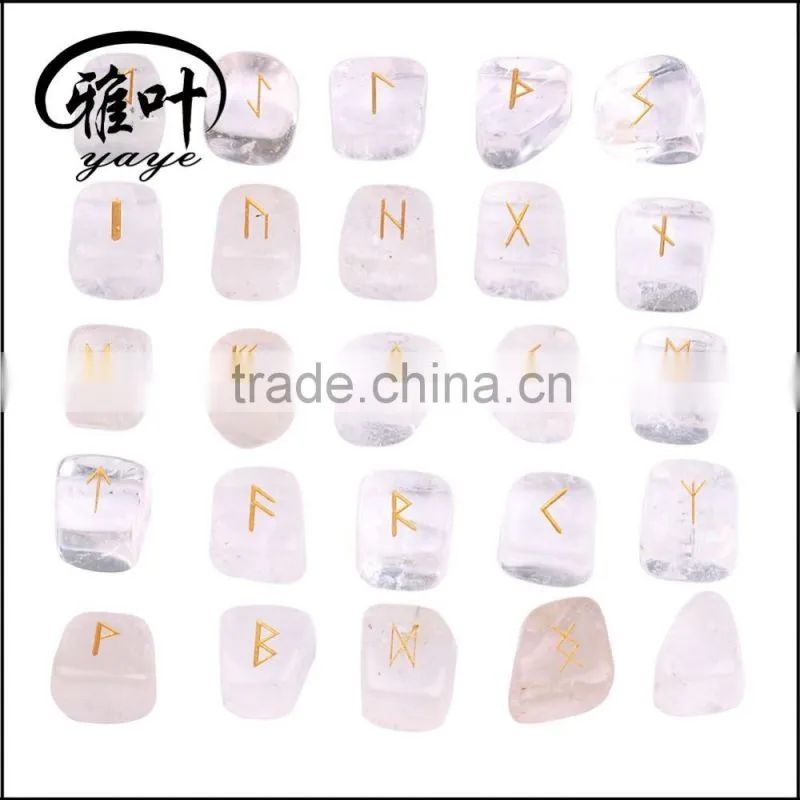 Bulk Natural Highly Pilished Stone Gift Word Engraved Reiki Crystal Tumbled Rune Stones