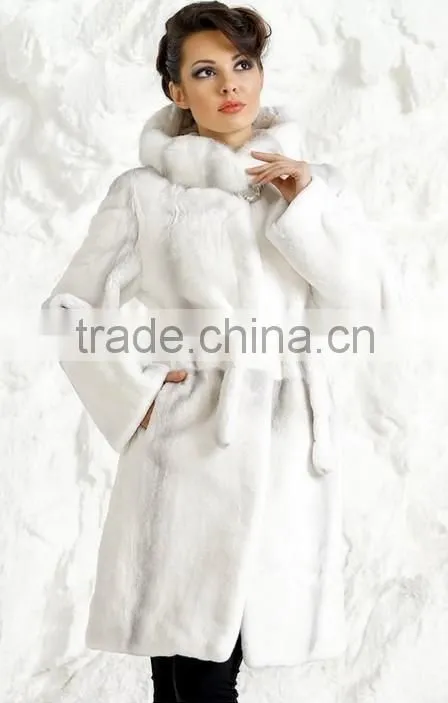 rex14055 luxury colorful knee-length rex rabbit fur coat women