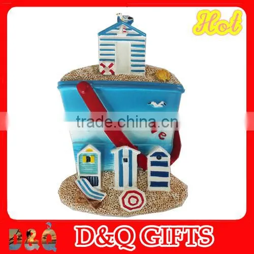 Souvenir resin beach style sand bucket magnet