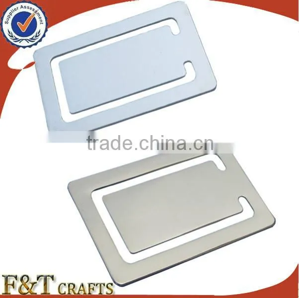 Cheap bulk personalized rectangel shape blank metal bookmark