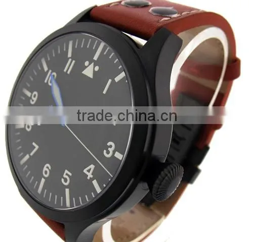 black tone PU strap glow in night arabic numbers watch high quality for gift