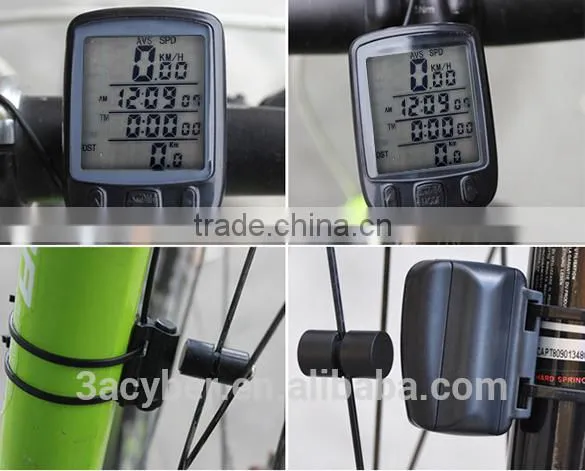 Waterproof Wireless LCD Digital Bike Cycle Computer Speedometer Bicycle Odometer White LED Backlight 563C